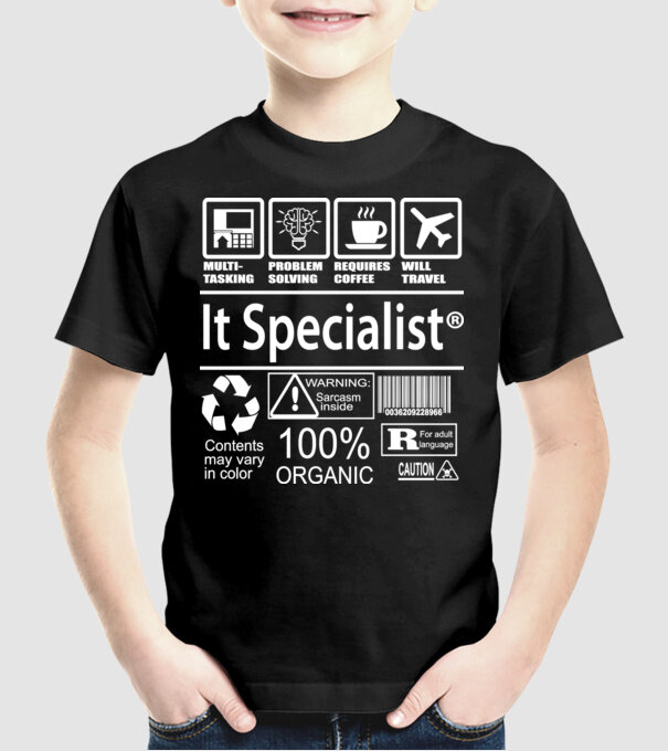 IT specialist model negru pe tricou
