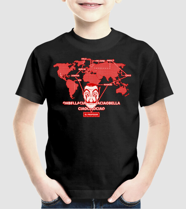 la casa de papel map model negru pe tricou
