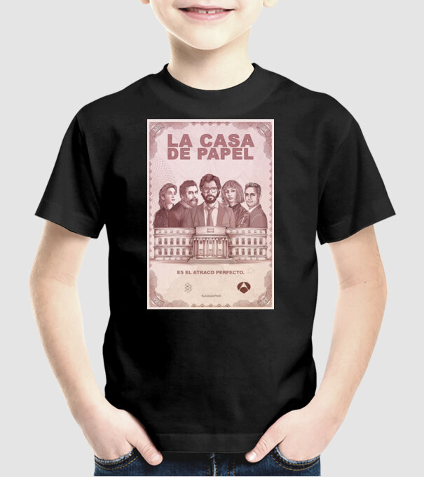 la casa de papel poster model negru pe tricou
