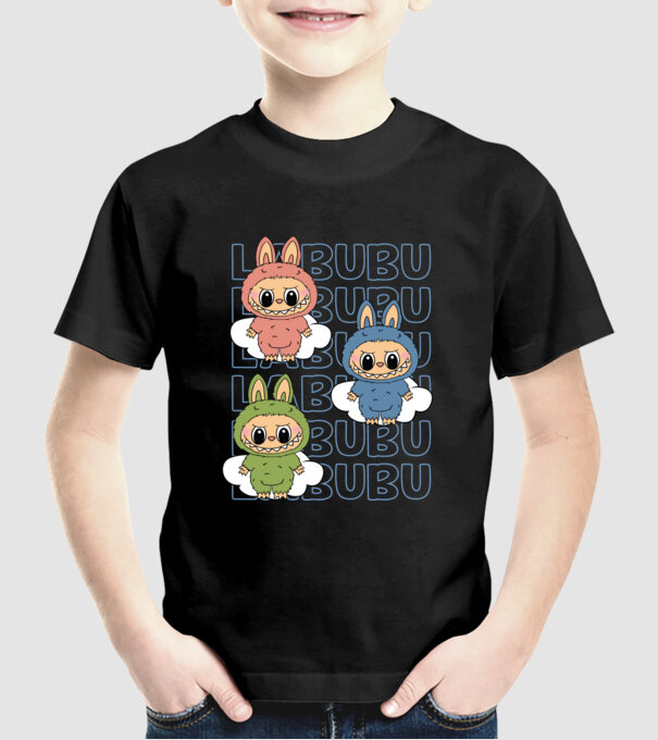 LABUBU model negru pe tricou