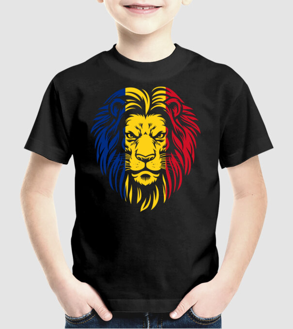 Leul românesc model negru pe tricou