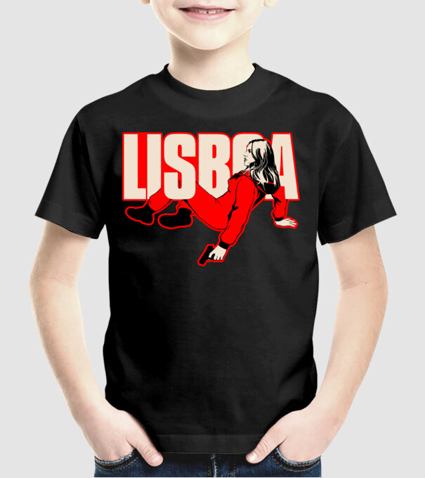 lisboa la casa de papel model negru pe tricou