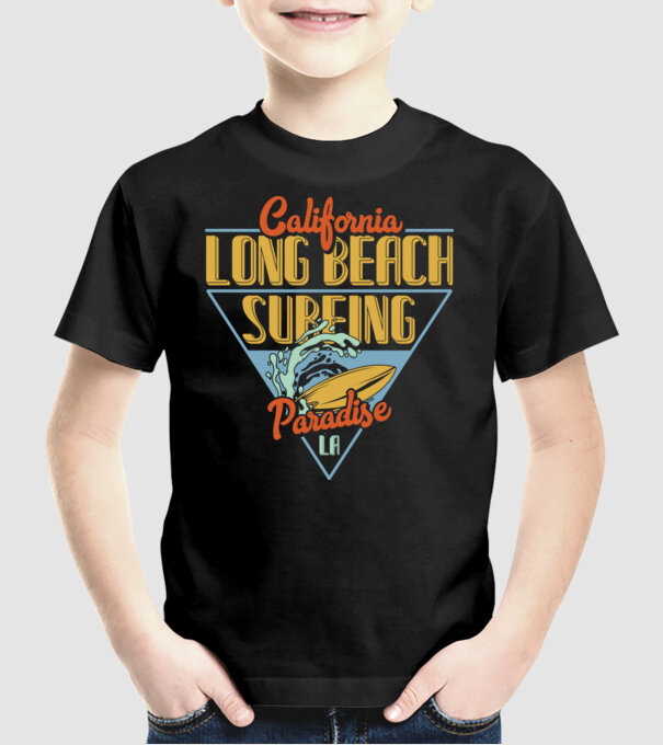 Long Beach model negru pe tricou