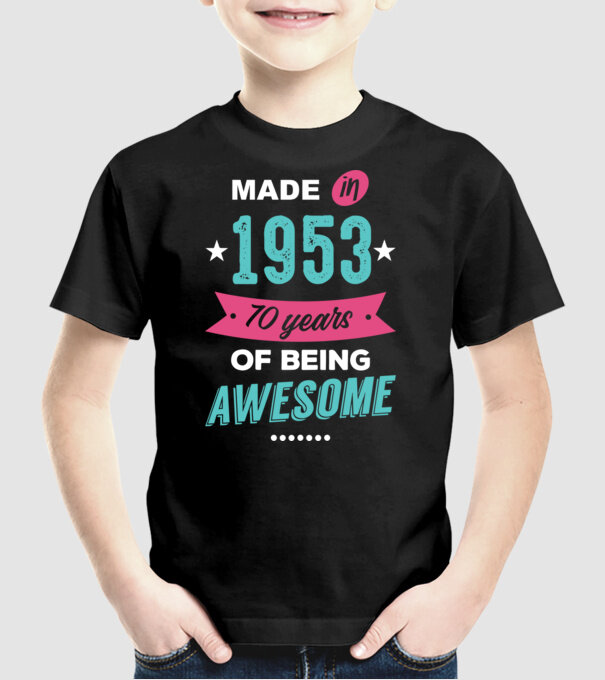Made in 1953 model negru pe tricou