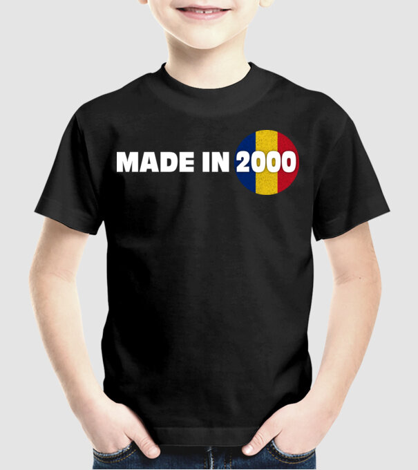 Made in 2000 model negru pe tricou