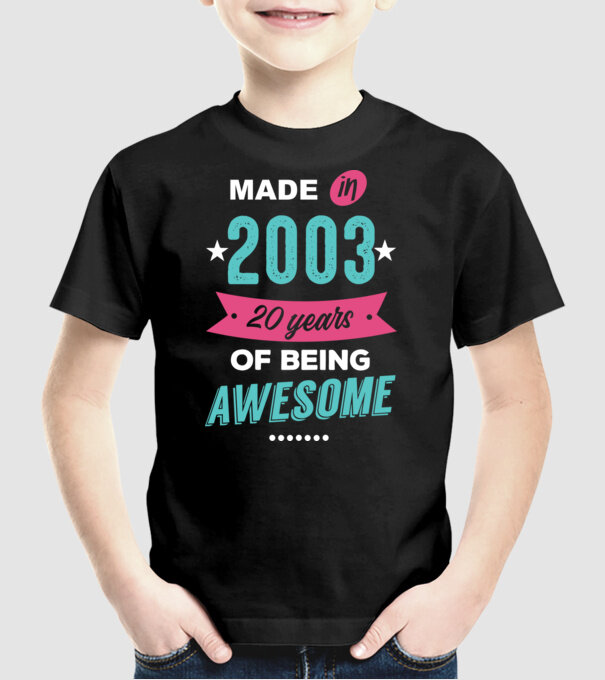 Made in 2003 model negru pe tricou