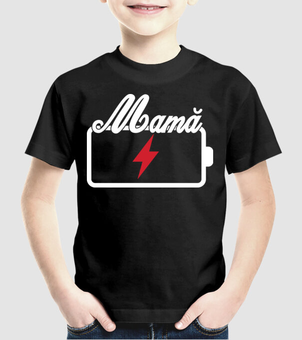 Mamă la încărcat model negru pe tricou