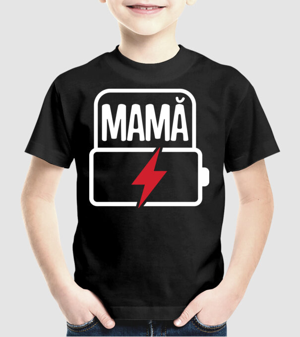 Mamă la încărcat model negru pe tricou