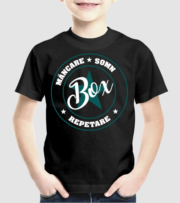 mâncare somn box reluare model negru pe tricou