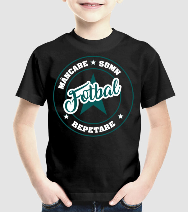 mâncare somn repetare FOTBAL model negru pe tricou