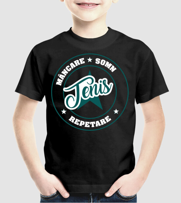 mâncare somn repetare TENIS model negru pe tricou