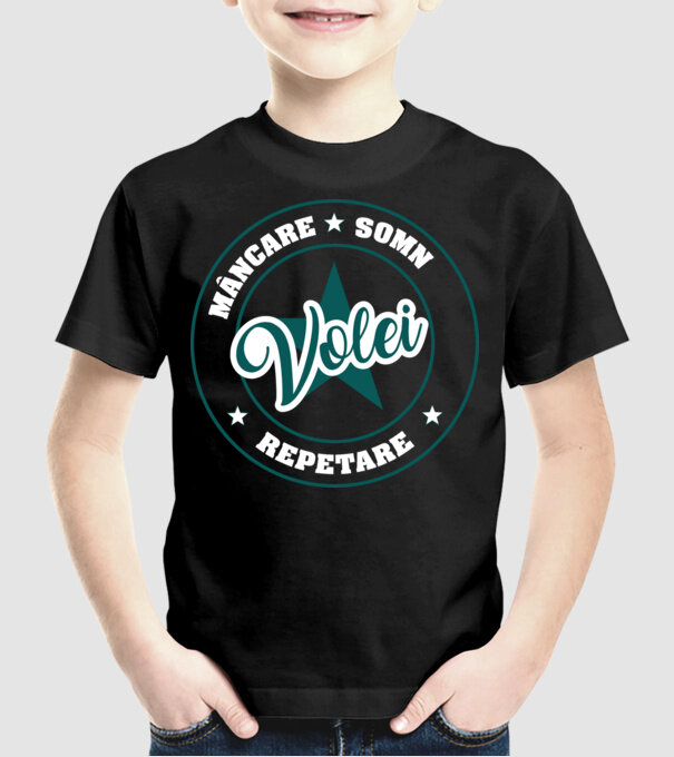 mâncare somn repetare VOLEI model negru pe tricou