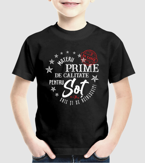 Materii prime de calitate pentru soț model negru pe tricou