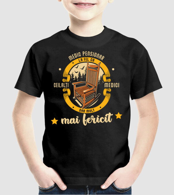 MEDIC pensionar - la fel ca ceilalți medici, dar mult mai fericit model negru pe tricou