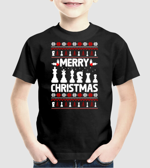 merry chessmass 2 model negru pe tricou