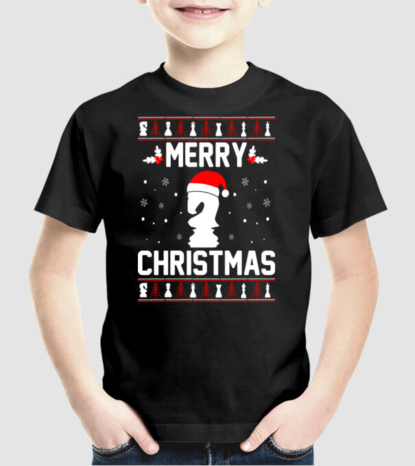 merry chessmass 3 model negru pe tricou