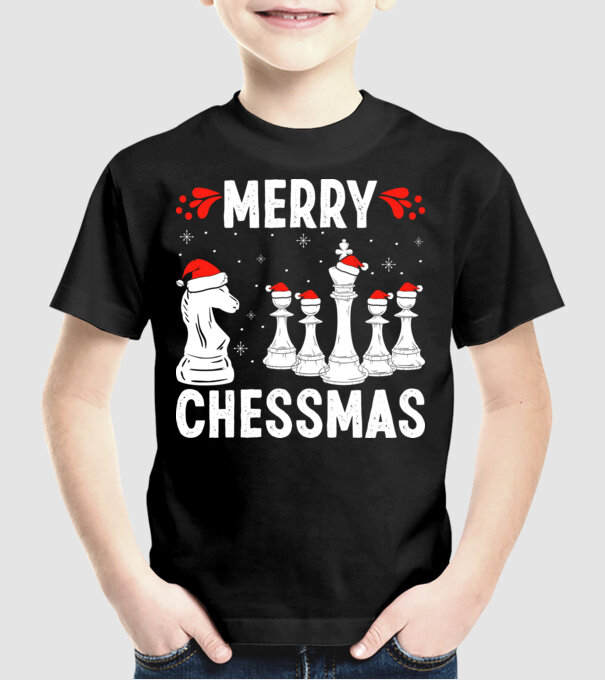 merry chessmass model negru pe tricou