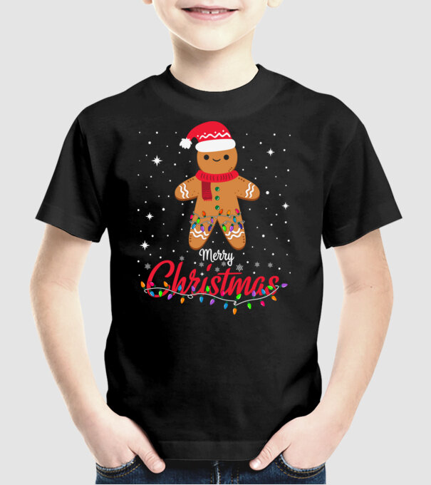 Merry christmas cookie model negru pe tricou