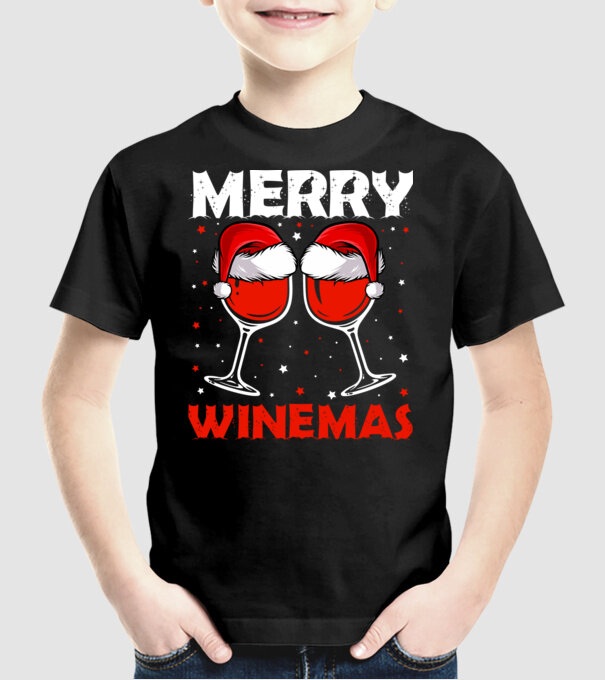 Merry winemas model negru pe tricou