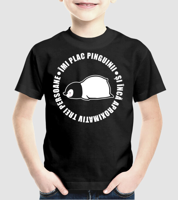 Îmi plac pinguinii - și încă aproximativ trei persoane model negru pe tricou