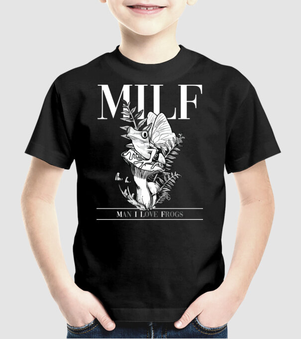 MILF man i love frogs model negru pe tricou