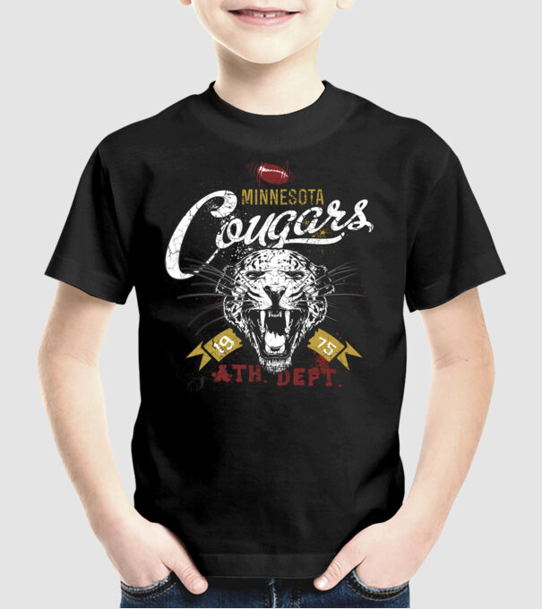 Minesota Cougars TEXTURED model negru pe tricou