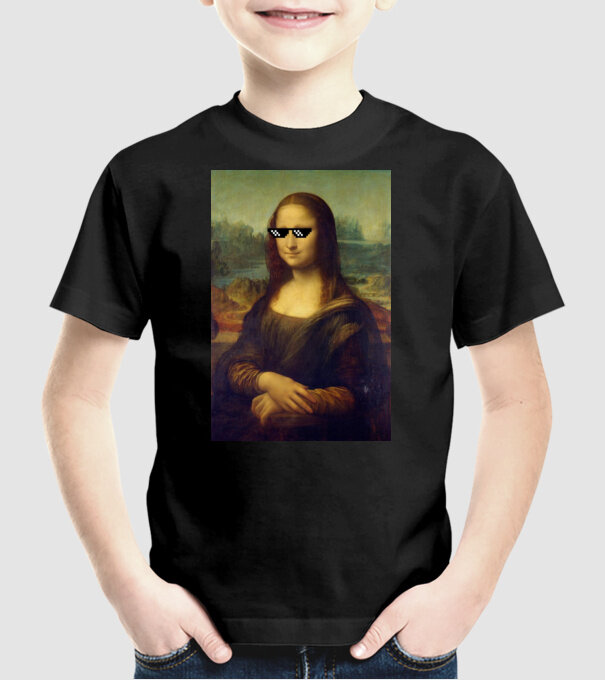 Mona Lisa Deal with it model negru pe tricou