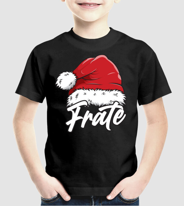 frate Santa Hat model negru pe tricou