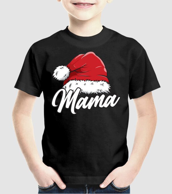 mama Santa Hat model negru pe tricou
