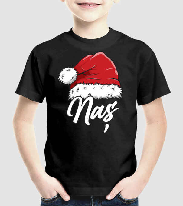 naș Santa Hat model negru pe tricou