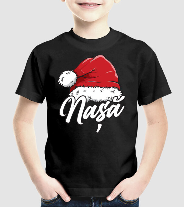 nașă Santa Hat model negru pe tricou