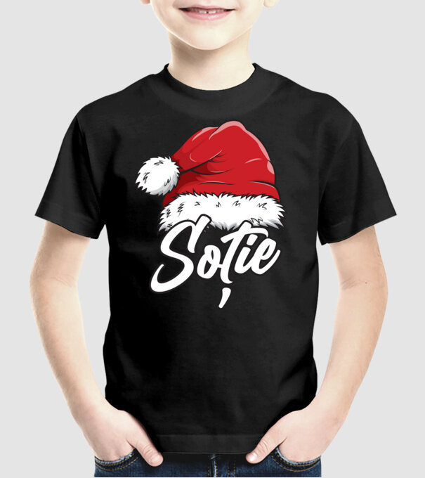 soție Santa Hat model negru pe tricou
