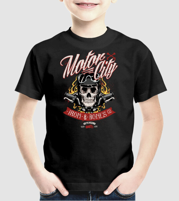 Motor City model negru pe tricou