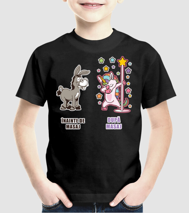 Înainte de masaj - După masaj model negru pe tricou