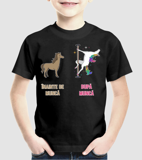 Înainte de muncă - după muncă model negru pe tricou