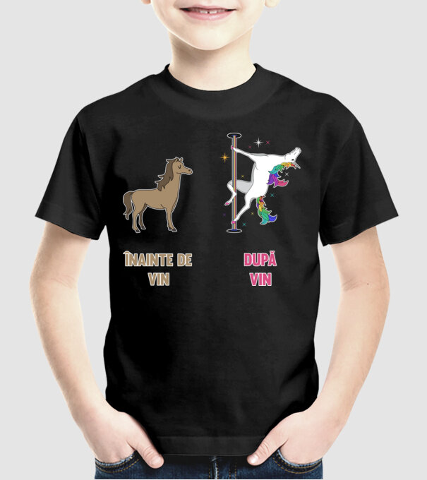 Înainte de vin - După vin model negru pe tricou