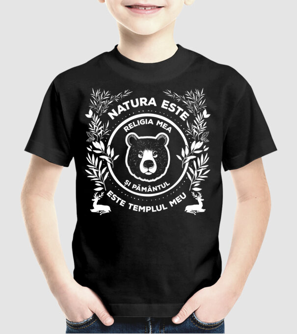 Natura este religia mea și pământul este templul meu model negru pe tricou