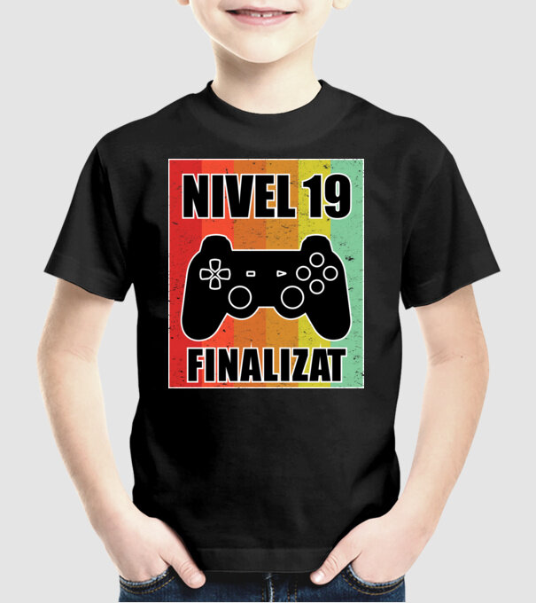 Nivel 19 finalizat model negru pe tricou