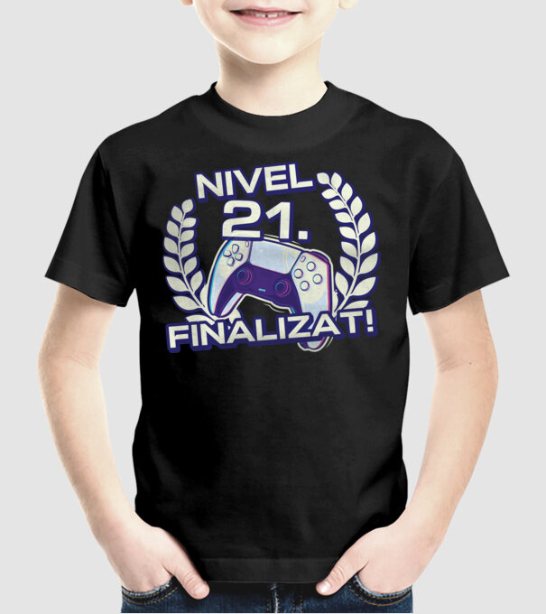 Nivel 21 finalizat! model negru pe tricou