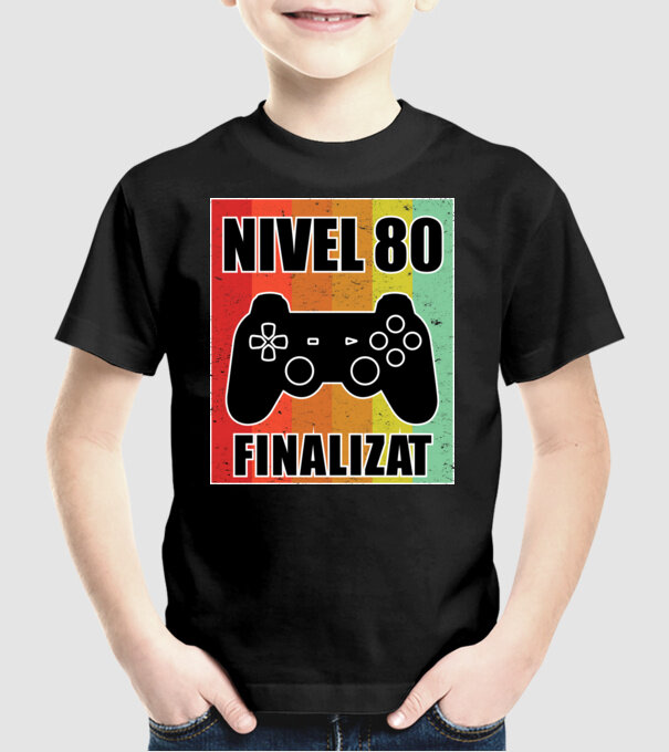 Nivel 80 finalizat model negru pe tricou
