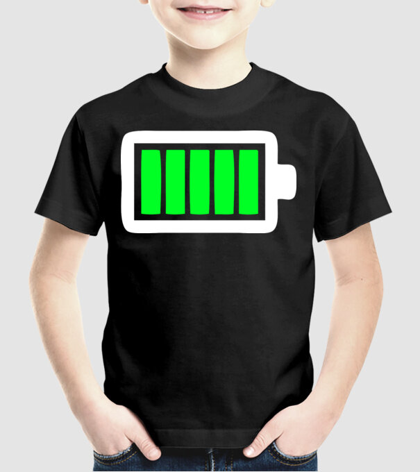 Nivel baterie complet model negru pe tricou