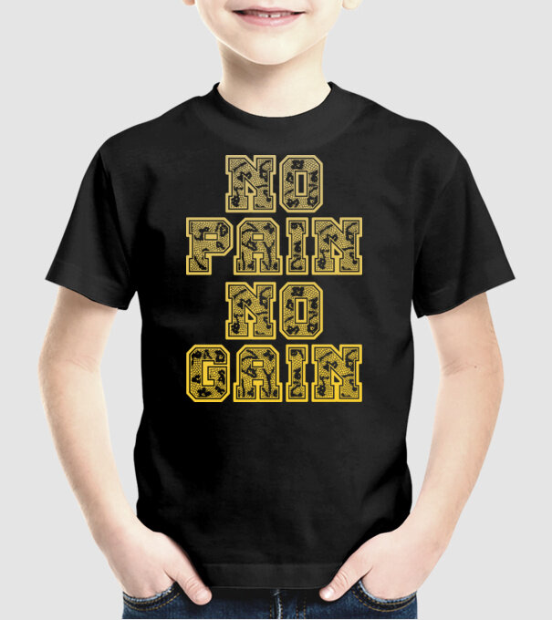 No Pain No Gain model negru pe tricou