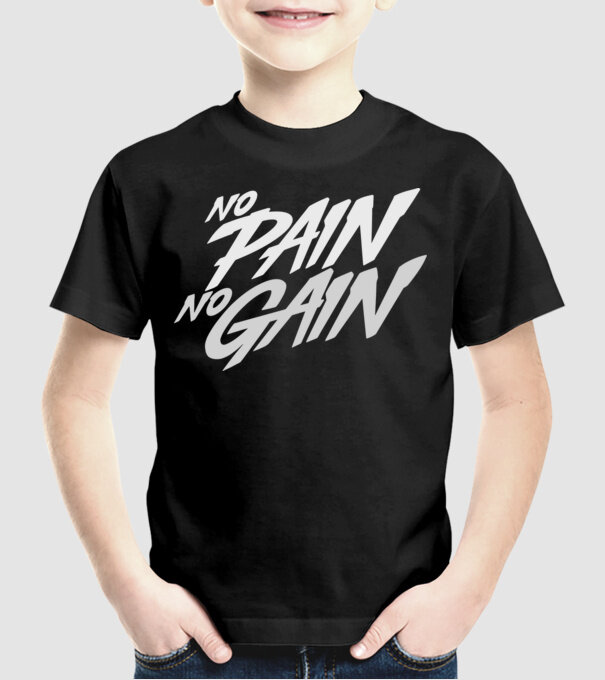 No Pain No Gain typography model negru pe tricou
