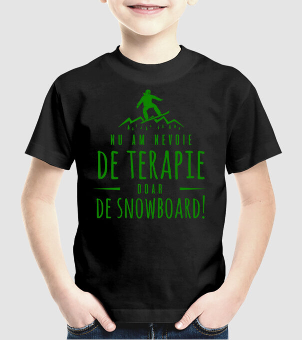 nu am nevoie de terapie doar de snowboard! model negru pe tricou