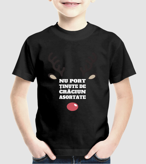 Nu port ținute de crăciun asortate crăciun chiar căprioară Negru model negru pe tricou