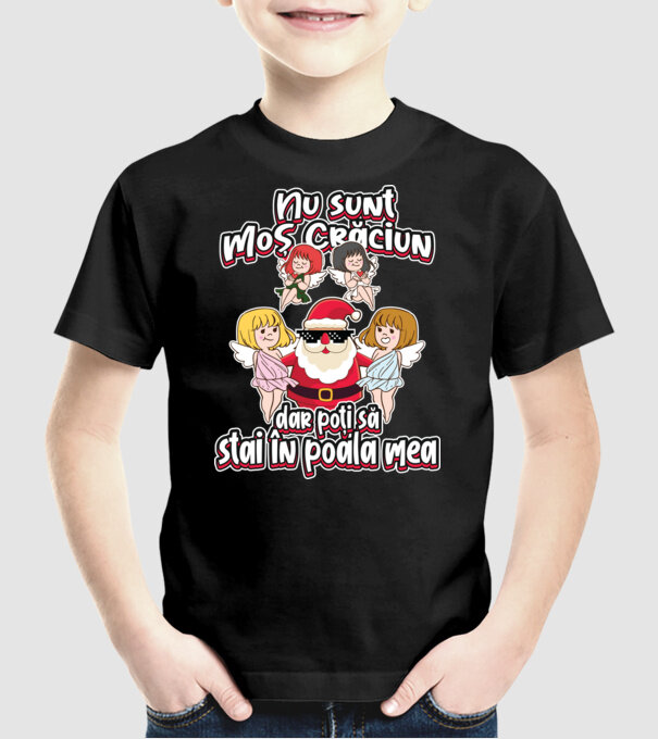 Nu sunt Moș Crăciun, dar poți să stai în poala mea model negru pe tricou