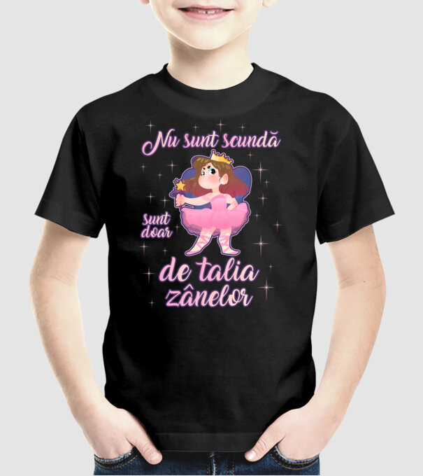 nu sunt scundă, sunt doar de talia zânelor model negru pe tricou