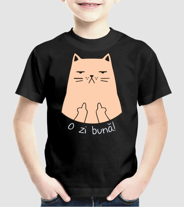 O zi bună model negru pe tricou