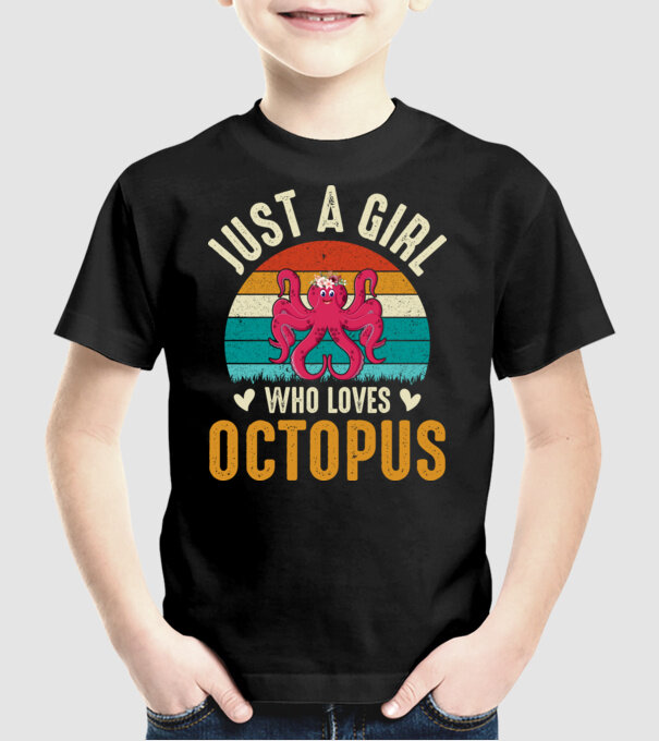 Octopus model negru pe tricou