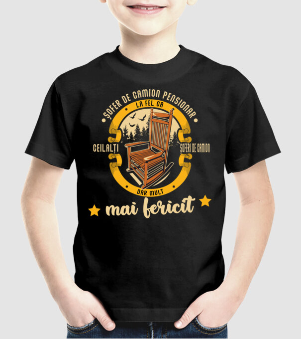ȘOFER DE CAMION pensionar - la fel ca ceilalți șoferi de camion, dar mult mai fericit model negru pe tricou